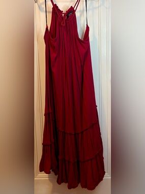 City Chic Burgandy Tiered Maxi Skirt